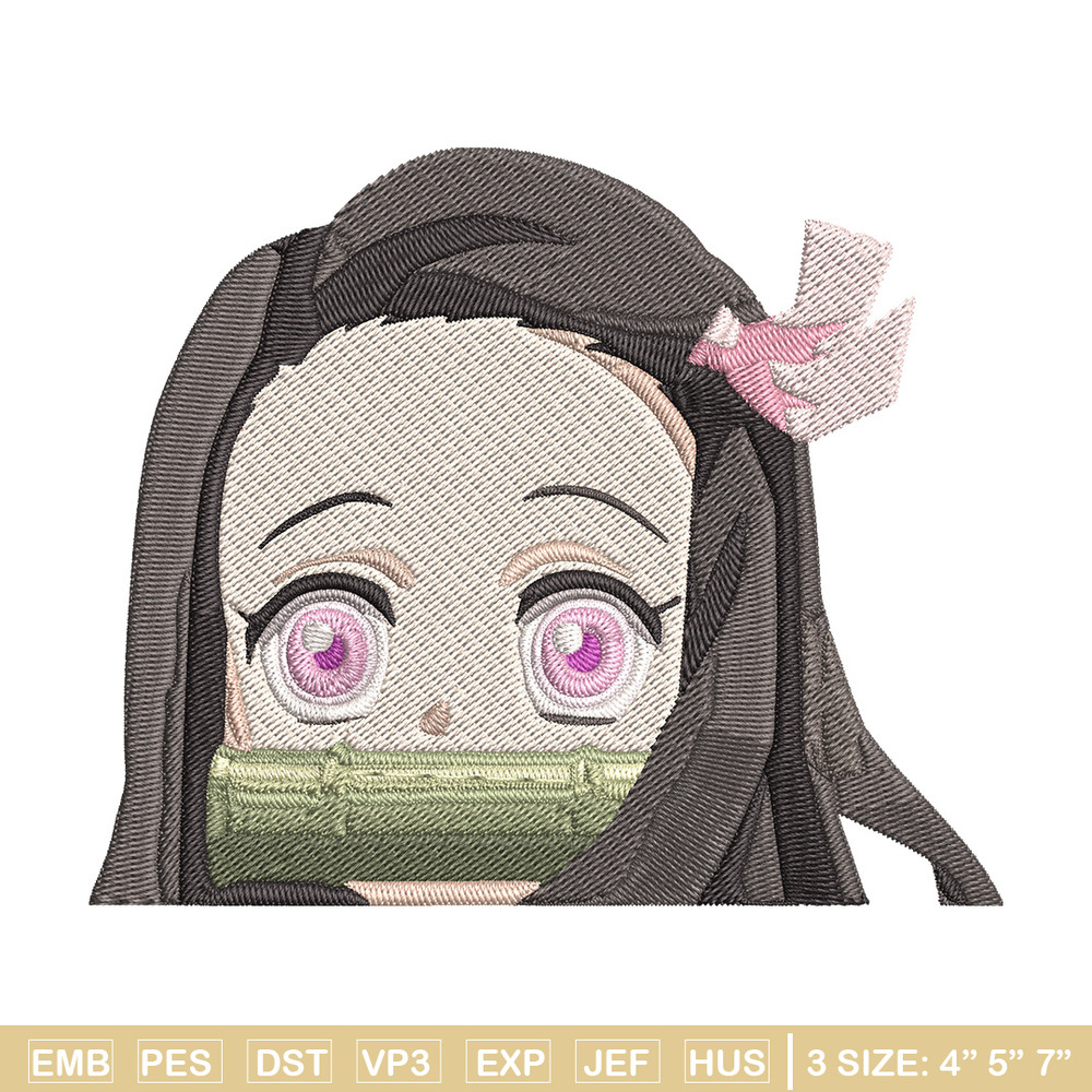 Nezuko Peeker Embroidery Design, Demon slayer Embroidery, Embroidery File, Anime Embroidery, Digital download.jpg