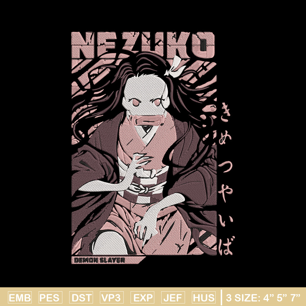 Nezuko poster Embroidery Design, Demon slayer Embroidery, Embroidery File, Anime Embroidery, Digital download..jpg