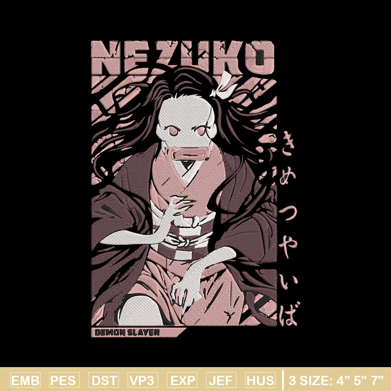 Nezuko poster Embroidery Design, Demon slayer Embroidery, Embroidery File, Anime Embroidery, Digital download..jpg
