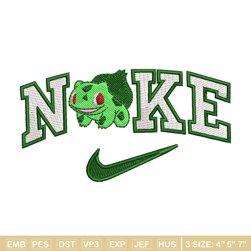 Nike bulbasaur embroidery design, Pokemon embroidery, Nike design, Embroidery shirt, Embroidery file,Digital download.jpg