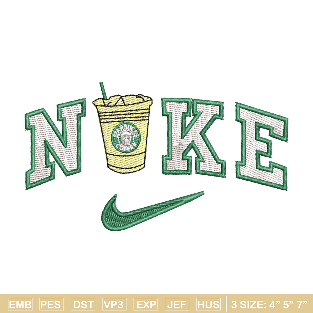 Nike coffee embroidery design, Starbuck embroidery, Nike design, Embroidery shirt, Embroidery file,Digital download.jpg