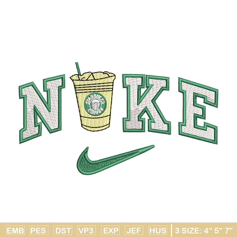 Nike coffee embroidery design, Starbuck embroidery, Nike design, Embroidery shirt, Embroidery file,Digital download.jpg
