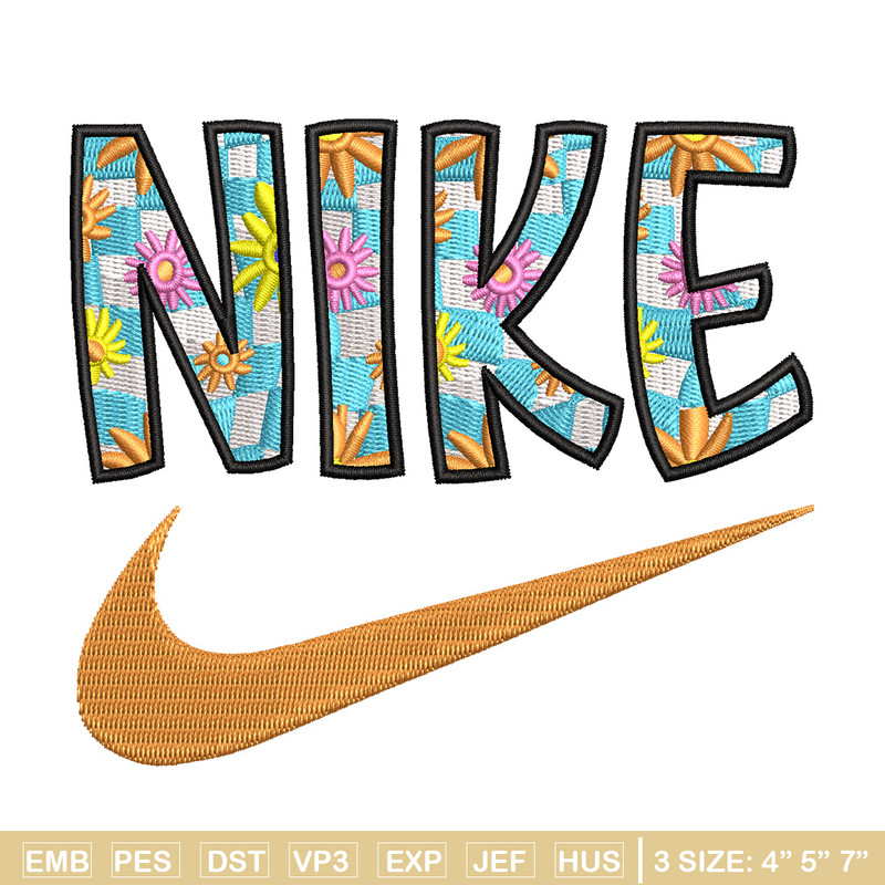 Nike flower embroidery design, Flower embroidery, Nike design, Embroidery shirt, Embroidery file,Digital download.jpg