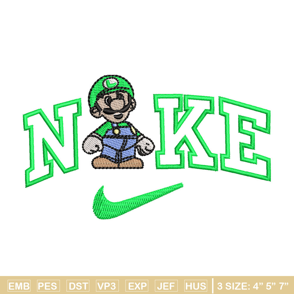 Nike mario green embroidery design, Mario embroidery, Nike design, Embroidery shirt, Embroidery file, Digital download.jpg