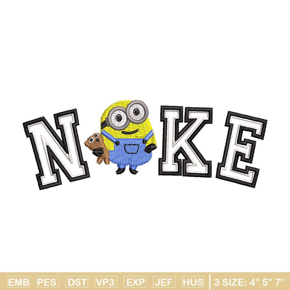 Nike minion embroidery design, Minion embroidery, Nike design, Embroidery shirt, Embroidery file, Digital download.jpg