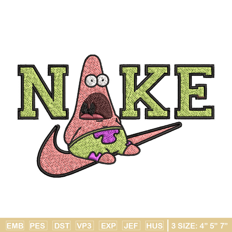 Nike patrick cute Embroidery Design, Spongebob Embroidery, Nike Embroidery, Embroidery File, Logo shirt,Digital download.jpg