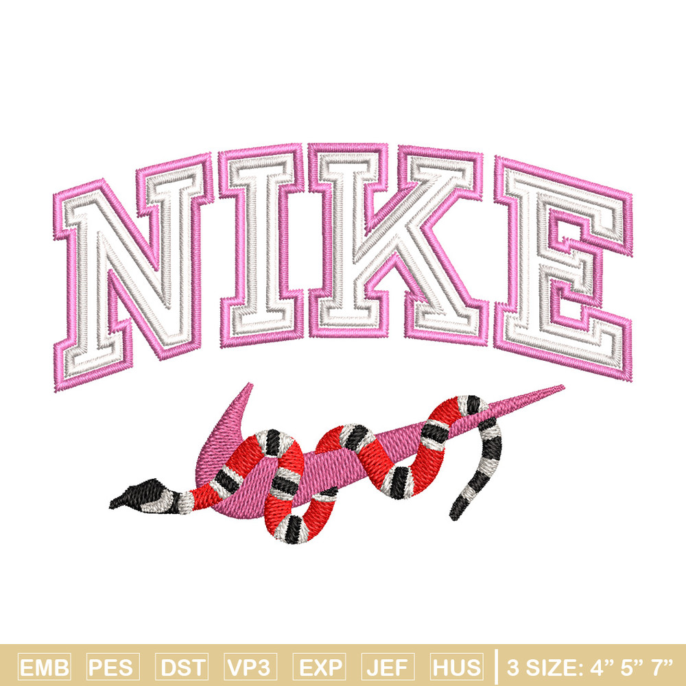 Nike snake embroidery design, Snake embroidery, Nike design, Embroidery shirt, Embroidery file, Digital download.jpg