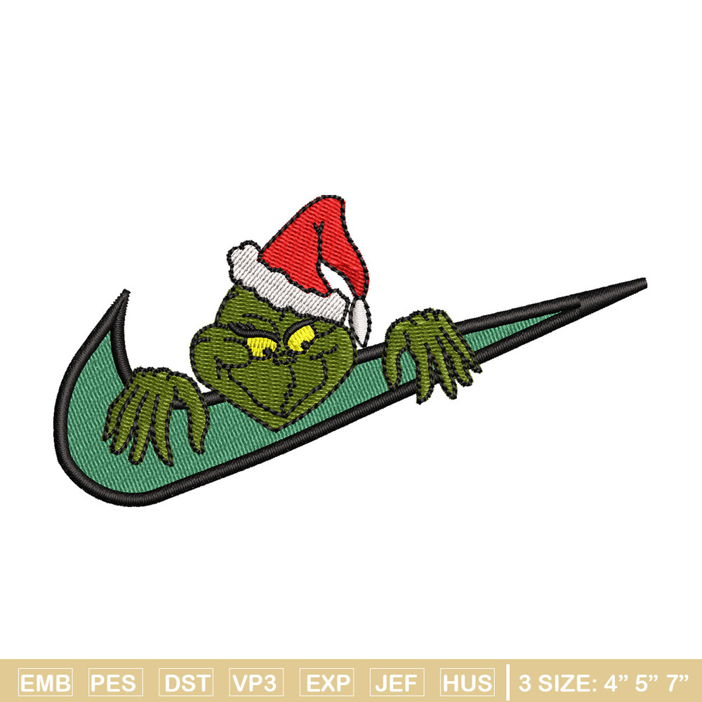 Nike x grinch embroidery design, Chrismas embroidery, Nike design, Embroidery shirt, Embroidery file,Digital download.jpg