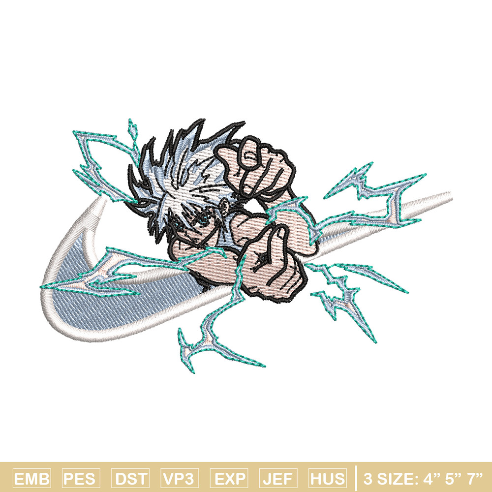 Nike x Killua embroidery design, Hunter x hunter embroidery, Nike design, anime design, anime shirt, Digital download.jpg