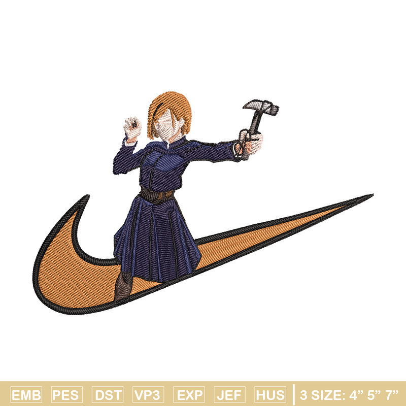 Nobara x nike Embroidery Design, Jujutsu Embroidery, Embroidery File, Nike Embroidery, Anime shirt, Digital download.jpg