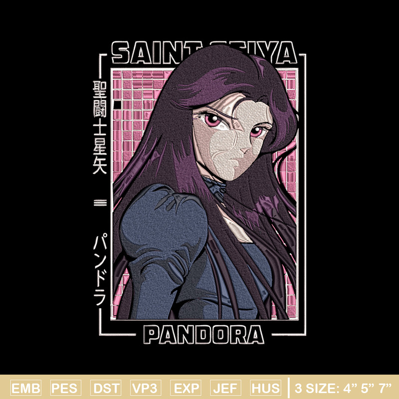 Pandora poster Embroidery Design, Saint Seiya Embroidery, Embroidery File, Anime Embroidery,Anime shirt,Digital download.jpg