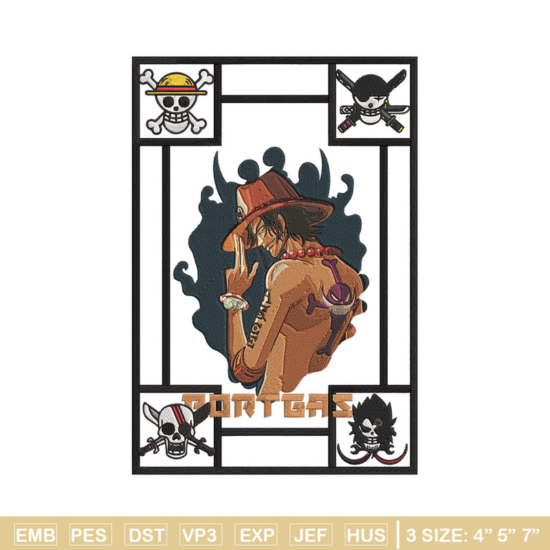 Portgas D Ace Embroidery Design, One piece Embroidery, Embroidery File, Anime Embroidery, Anime shirt, Digital download.jpg