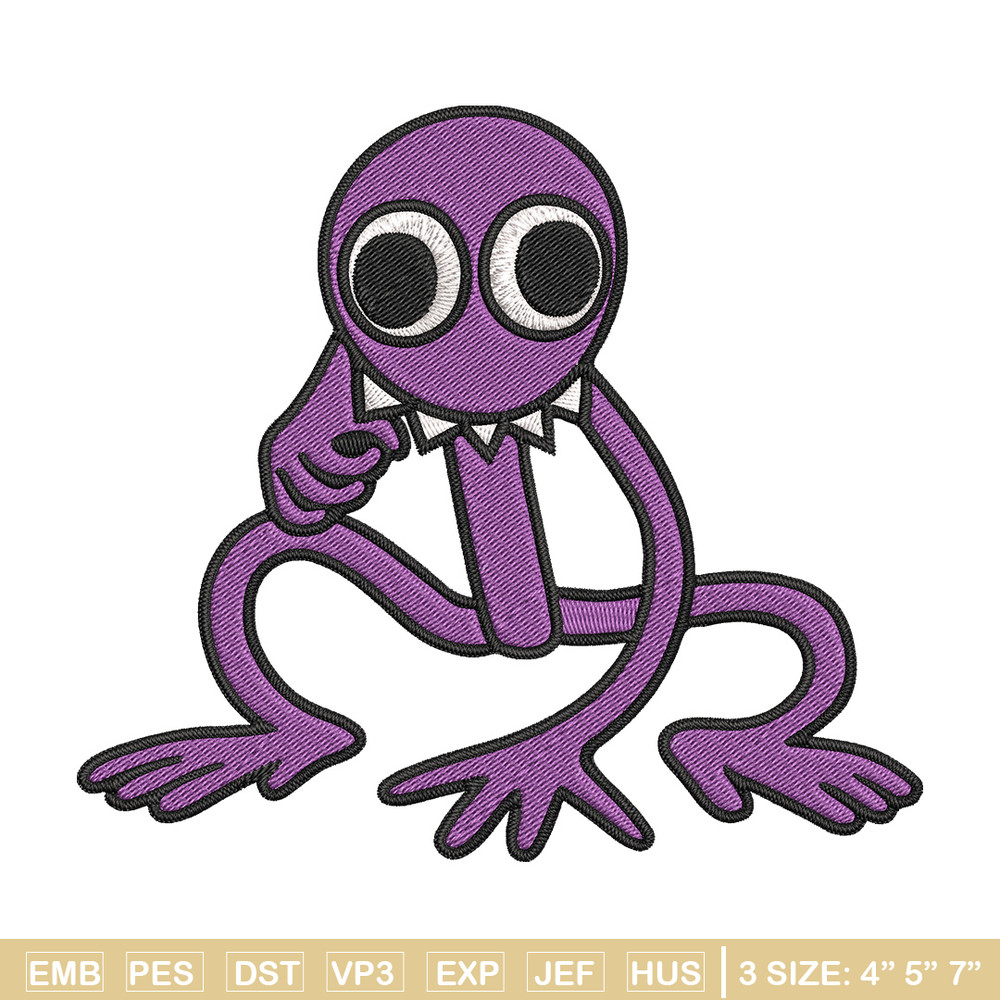 Purple Rainbow Embroidery Design, Rainbow Friends Embroidery, Embroidery File, Anime Embroidery, Digital download.jpg