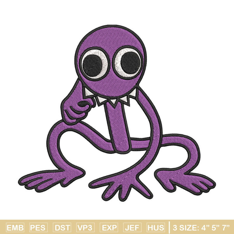 Purple Rainbow Embroidery Design, Rainbow Friends Embroidery, Embroidery File, Anime Embroidery, Digital download.jpg