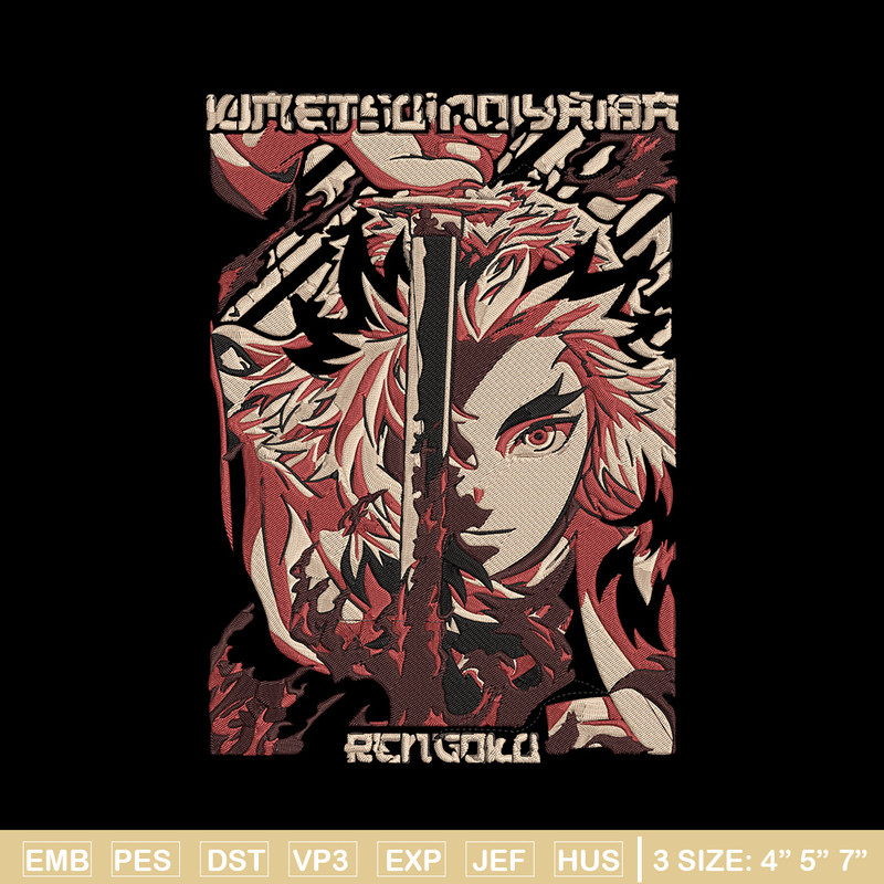Rengoku Poster Embroidery Design, Demon slayer Embroidery, Embroidery File, Anime Embroidery,Digital download..jpg