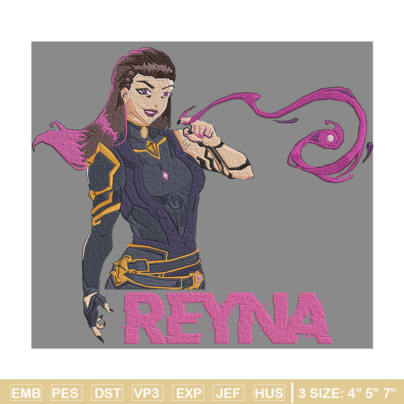 Reyna poster Embroidery Design, Valorant Embroidery, Embroidery File, Anime Embroidery, Anime shirt, Digital download.jpg