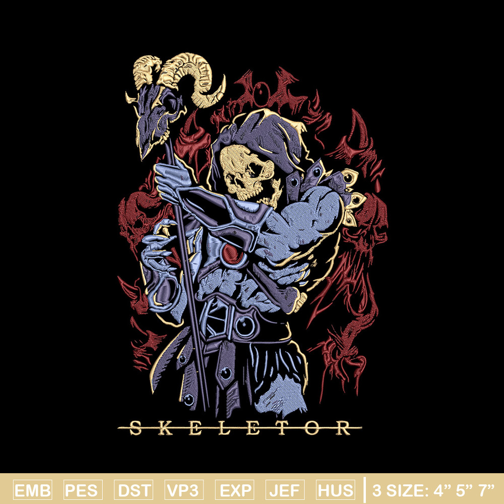 Skeletor Embroidery Design, He man Embroidery, Embroidery File, Anime Embroidery, Anime shirt, Digital download.jpg