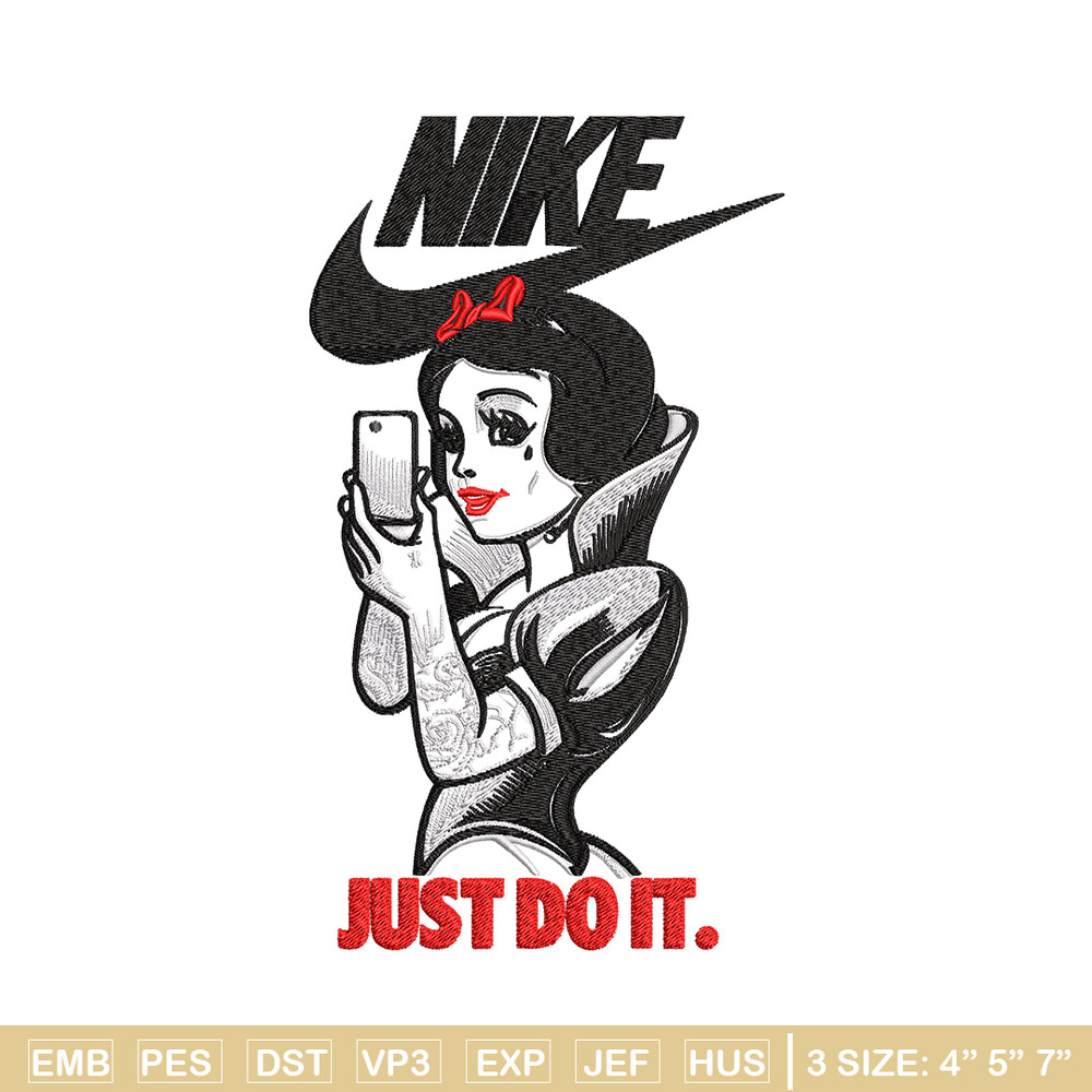 Snow white Nike Embroidery design, Snow white Embroidery, Nike design, Embroidery file, cartoon shirt, Instant download,.jpg