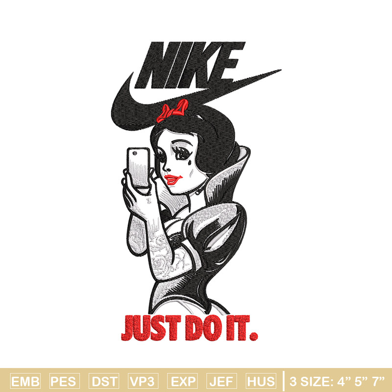 Snow white Nike Embroidery design, Snow white Embroidery, Nike design, Embroidery file, cartoon shirt, Instant download,.jpg