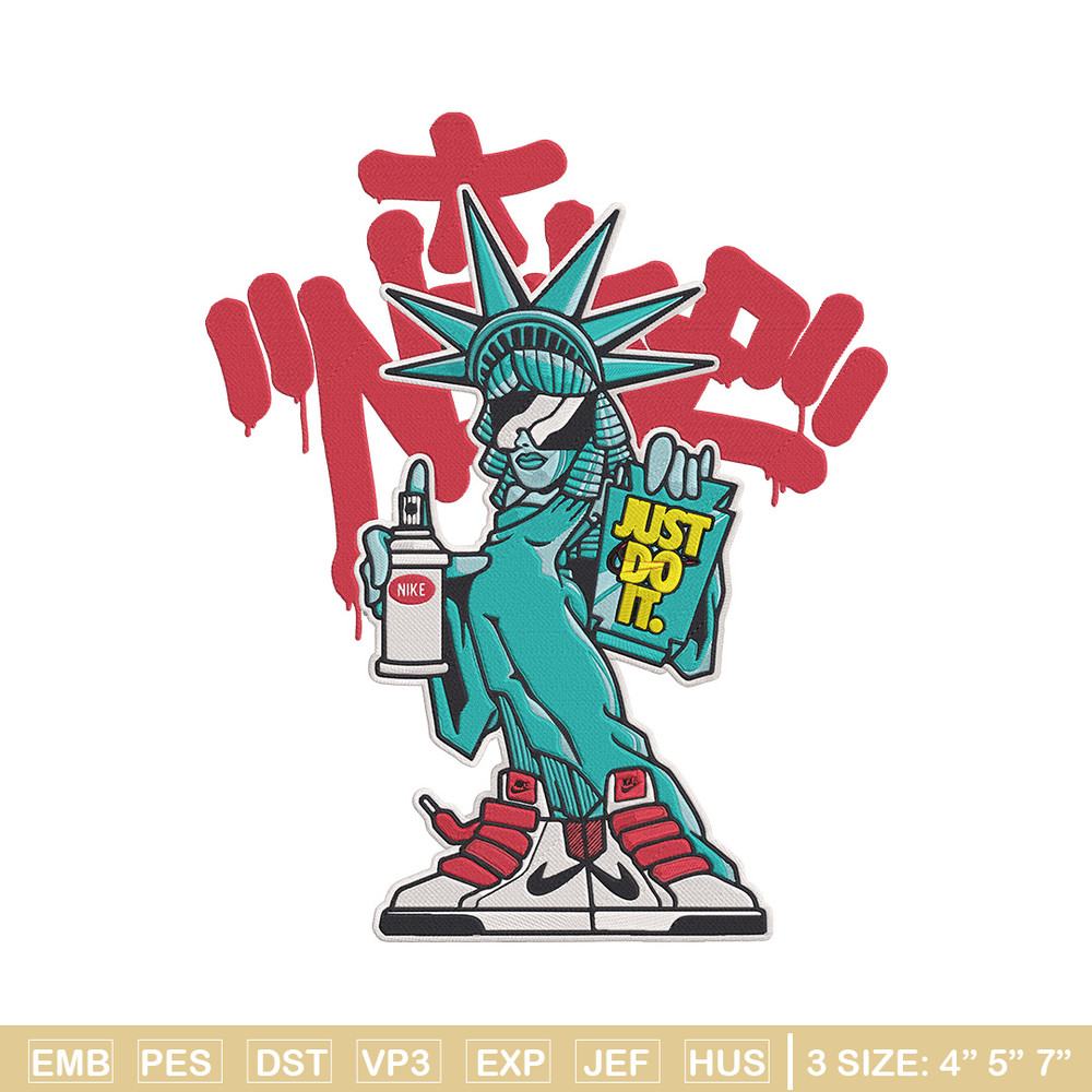 Statue of Liberty x nike Embroidery Design, Statue of Liberty Embroidery, Embroidery File, Anime Embroidery, Nike shirt.jpg
