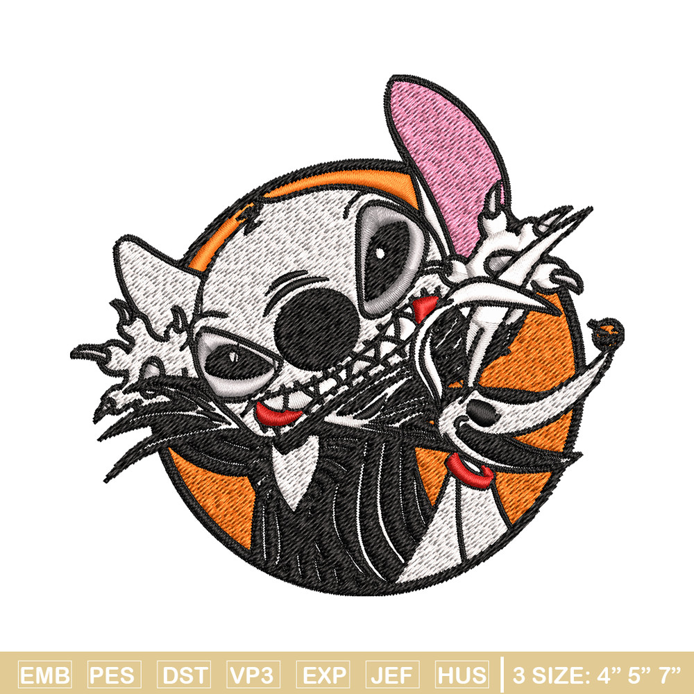 Stitch Jack Skellington Embroidery design,  Halloween Embroidery, Embroidery File, cartoon design, Digital download..jpg