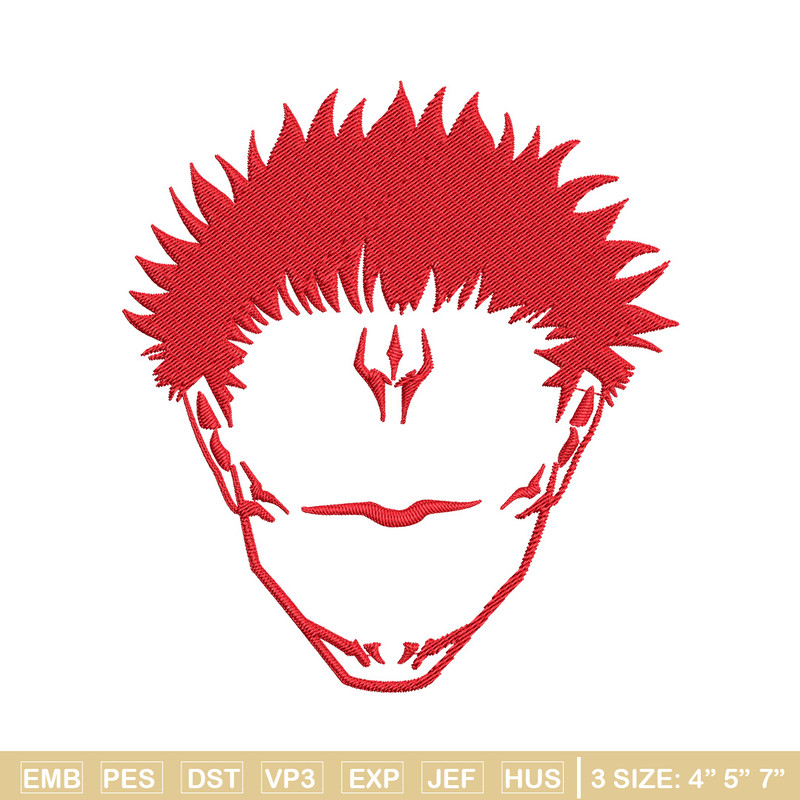 Sukuna face Embroidery Design, Jujutsu Embroidery, Embroidery File, Anime Embroidery, Anime shirt, Digital download..jpg