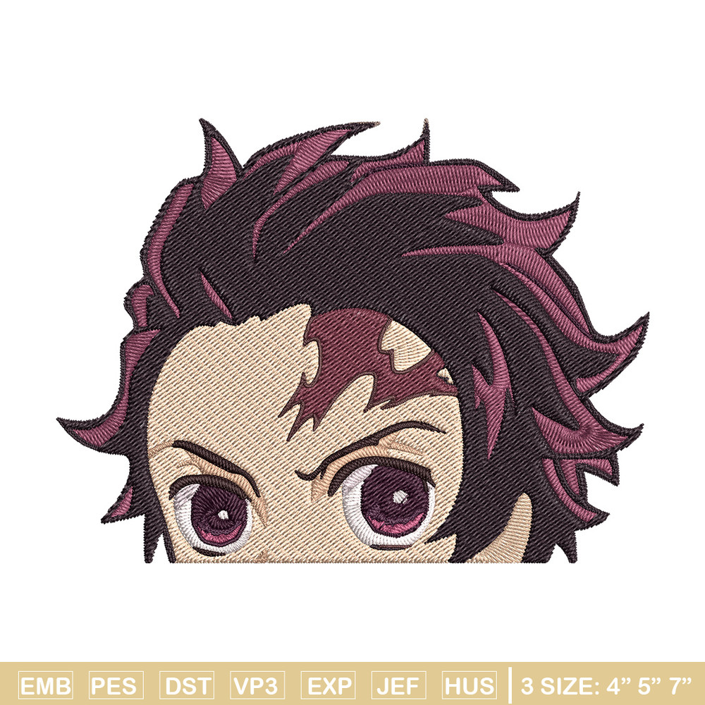 Tanjiro Peeker Embroidery Design, Demon slayer Embroidery, Embroidery File, Anime Embroidery, Digital download.jpg