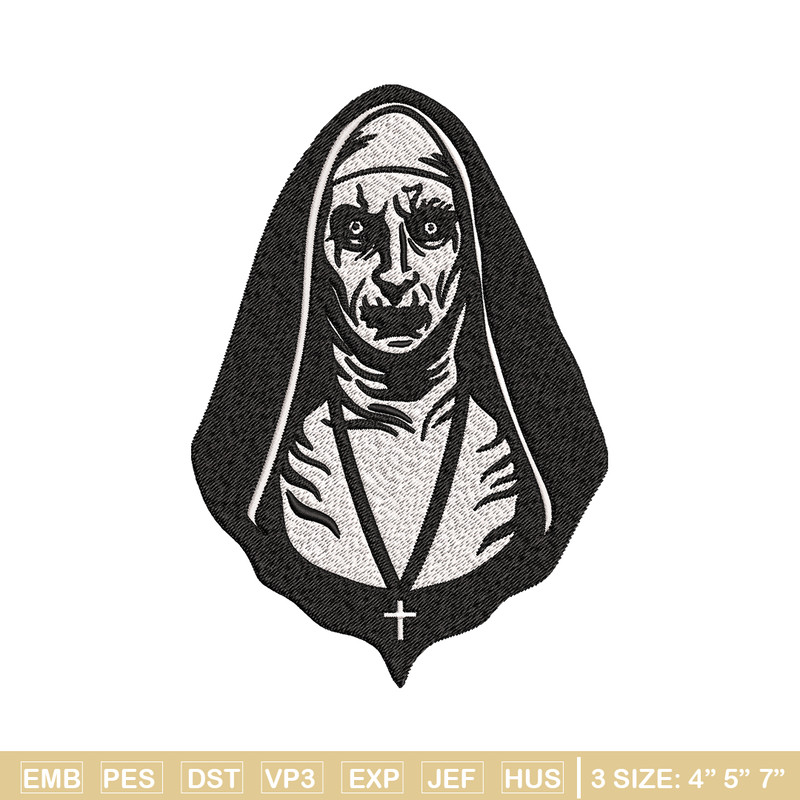 The Nun Embroidery design, The Nun logo Embroidery, Horror design, Embroidery File, logo shirt, Digital download..jpg