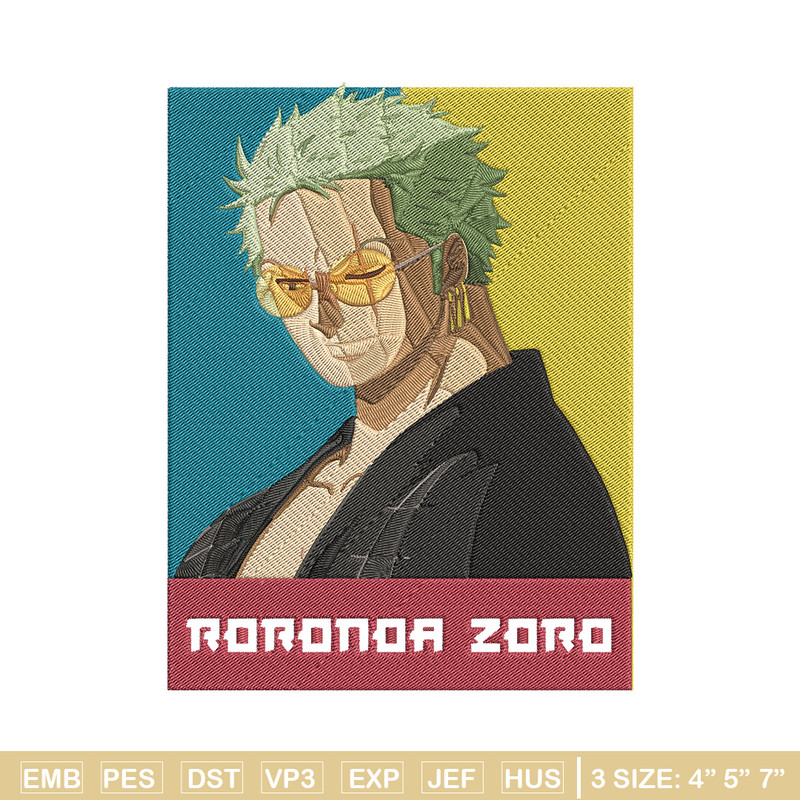 Zoro poster Embroidery Design, One piece Embroidery, Embroidery File, Anime Embroidery, Anime shirt, Digital download..jpg
