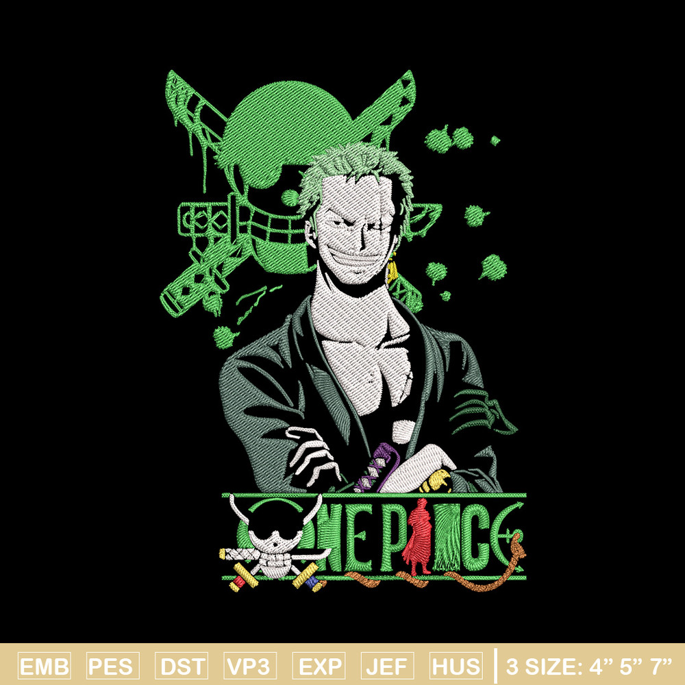 Zoro poster Embroidery Design, One piece Embroidery, Embroidery File, Anime Embroidery, Anime shirt,Digital download..jpg
