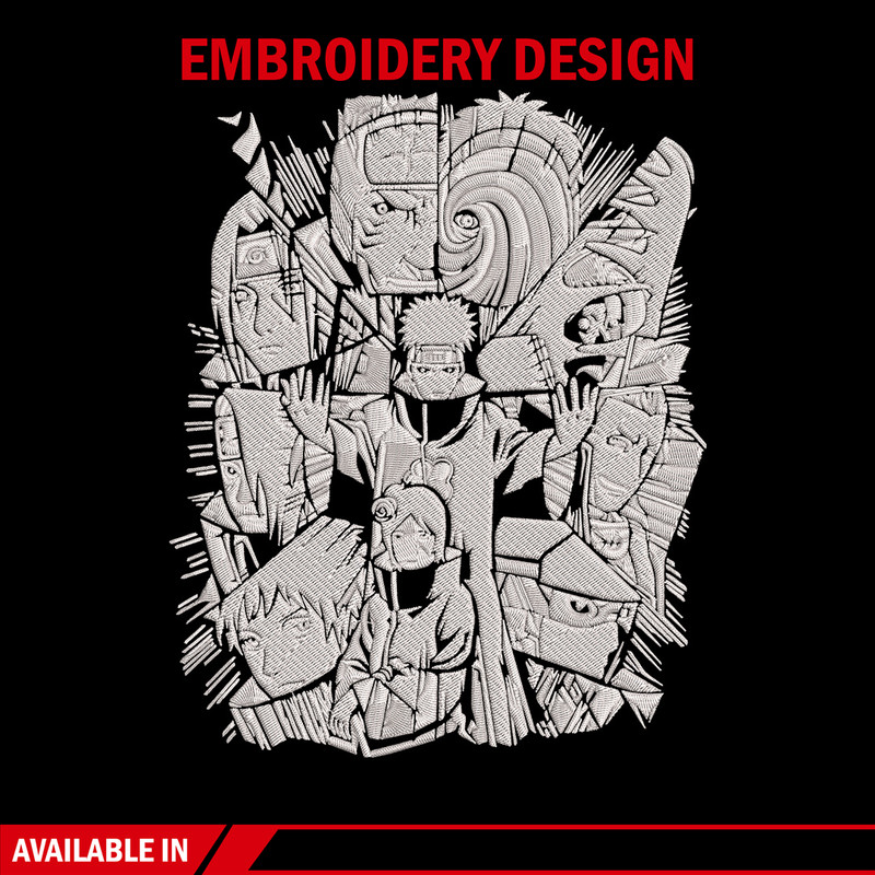 Akatsuki poster Embroidery Design, Naruto Embroidery, Embroidery File, Anime Embroidery, Anime shirt, Digital download.jpg