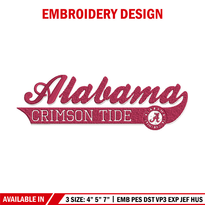 Alabama Crimson logo embroidery design,NCAA embroidery,Sport embroidery, Logo sport embroidery, Embroidery design..jpg