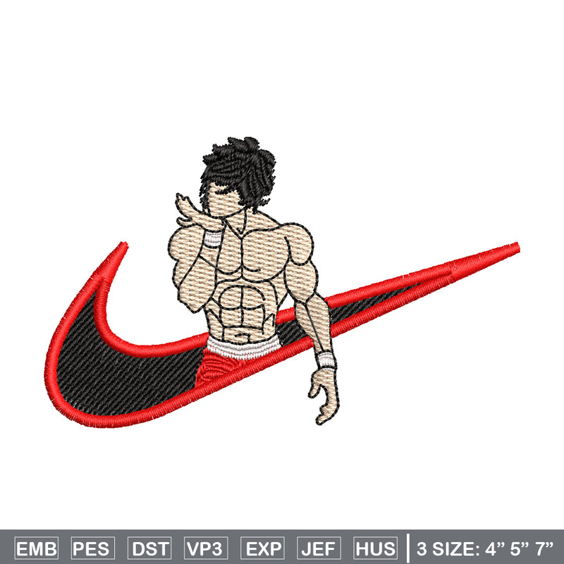 Baki nike embroidery design, Baki anime embroidery, nike design, Logo shirt, anime shirt, digital download.jpg