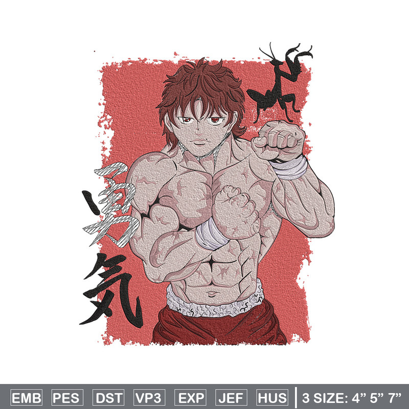 Baki poster Embroidery Design, Baki Embroidery, Embroidery File, Anime Embroidery, Anime shirt, Digital download.jpg