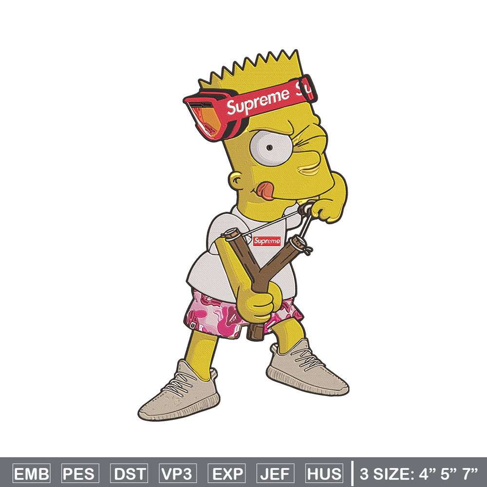 Bart x supreme Embroidery Design, Supreme Embroidery, Embroidery File, Anime Embroidery, Simpson shirt, Digital download.jpg