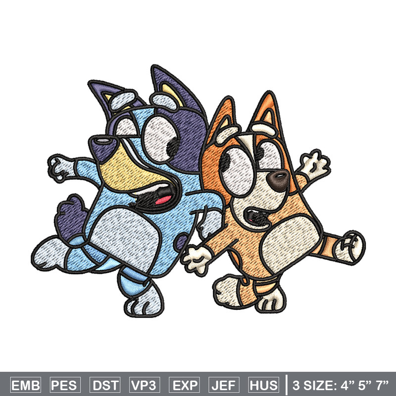 Bingo and Bluey Embroidery, Bluey Embroidery, Embroidery File, cartoon design, cartoon shirt, Digital download..jpg