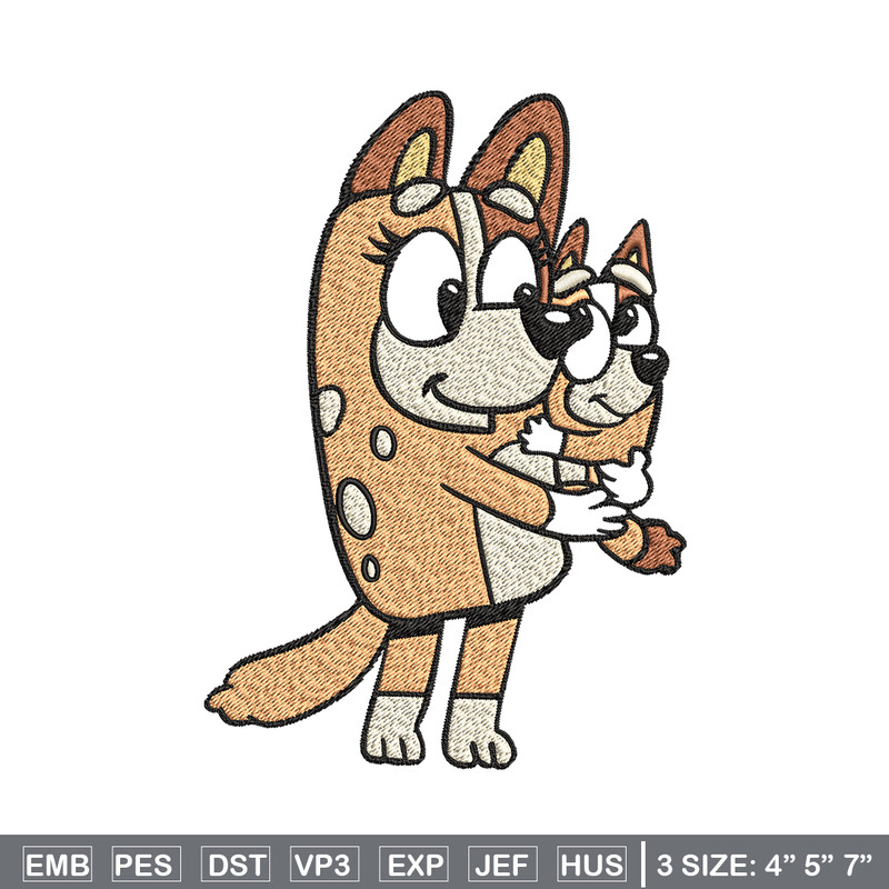 Bingo and her Mum Embroidery, Bluey Embroidery, Embroidery File, cartoon shirt, cartoon design, Digital download..jpg
