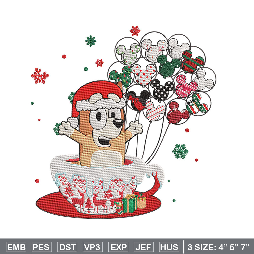 Bingo chrismas Embroidery Design, Bluey Embroidery, Embroidery File, Chrismas Embroidery, Anime shirt, Digital download.jpg