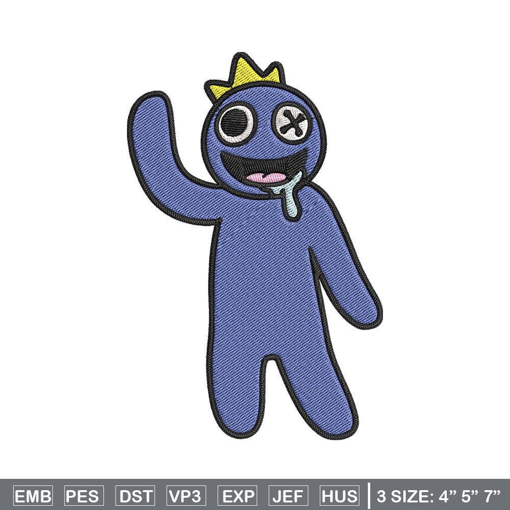 Blue Rainbow Embroidery Design, Rainbow Friends Embroidery, Embroidery File, Anime Embroidery, Digital download..jpg