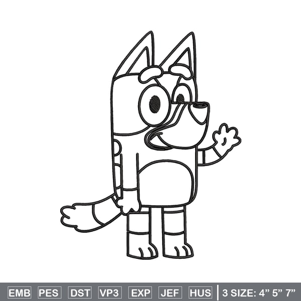 Bluey Coloring Pages Embroidery, Bluey Embroidery, Embroidery File, cartoon design, logo shirt, Digital download..jpg