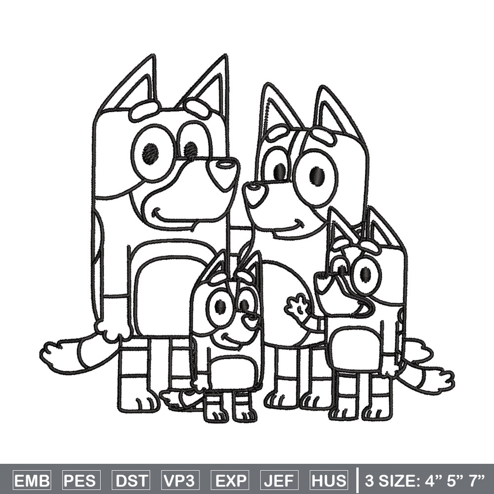 Bluey family Coloring Pages Embroidery, Bluey cartoon Embroidery, Embroidery File, cartoon design, Digital download..jpg