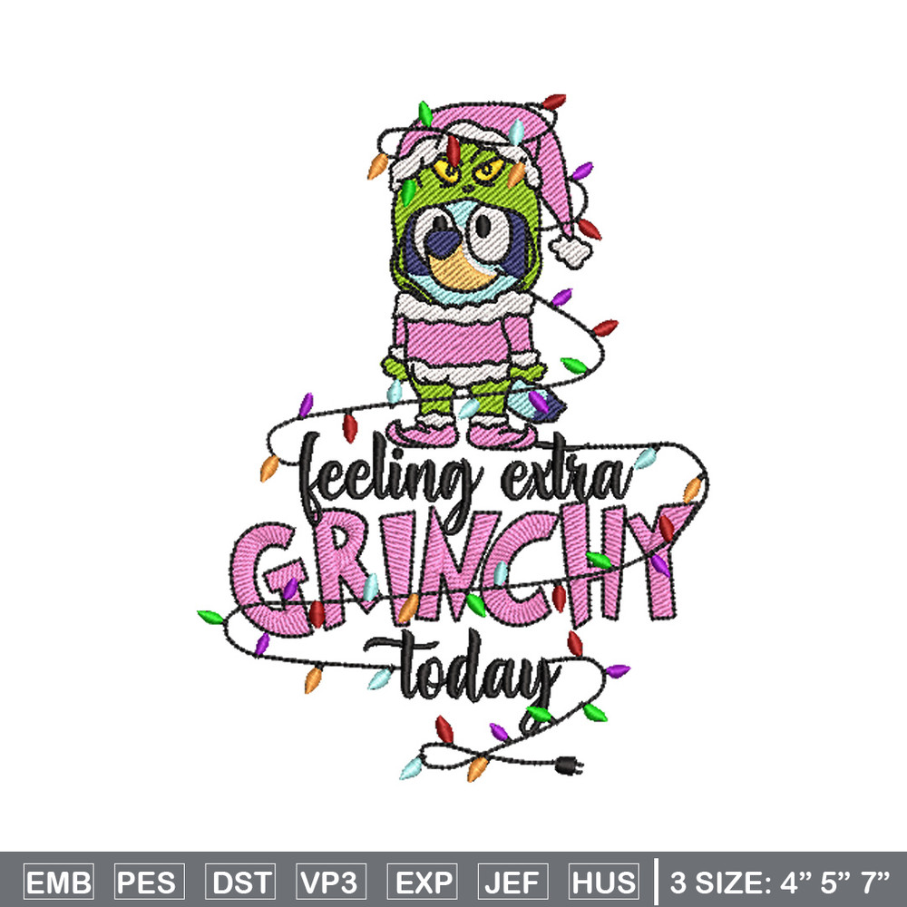 Bluey x grinch embroidery design, Bluey embroidery, Chrismas design, Embroidery file, Embroidery shirt, Digital download.jpg