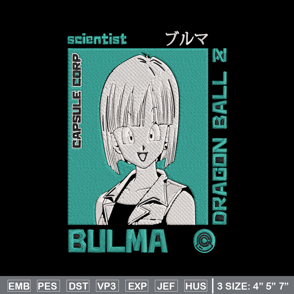 Bulma poster Embroidery Design, Dragonball Embroidery, Embroidery File, Anime Embroidery, Anime shirt, Digital download..jpg