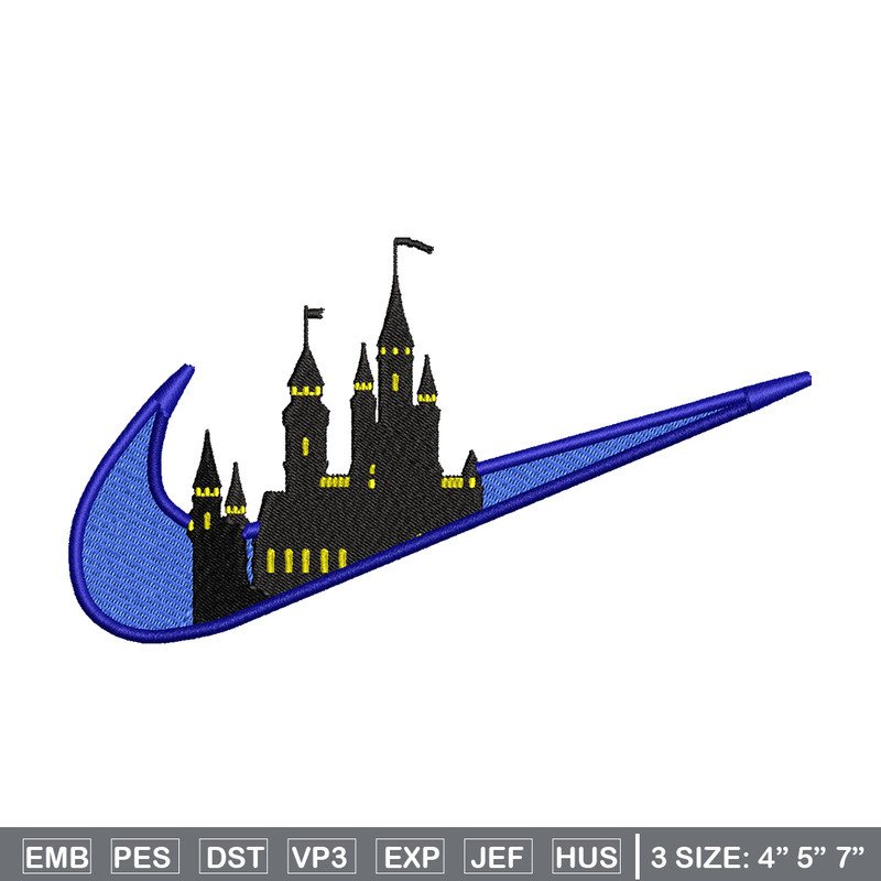 Castle Nike embroidery design, Castle embroidery, nike design, embroidery file, logo shirt, Digital download.jpg