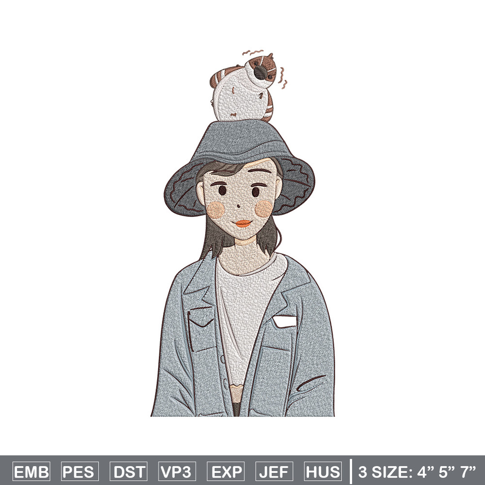 Cute girl Embroidery Design, Cartoon Embroidery, Embroidery File, Anime Embroidery, Anime shirt, Digital download.jpg