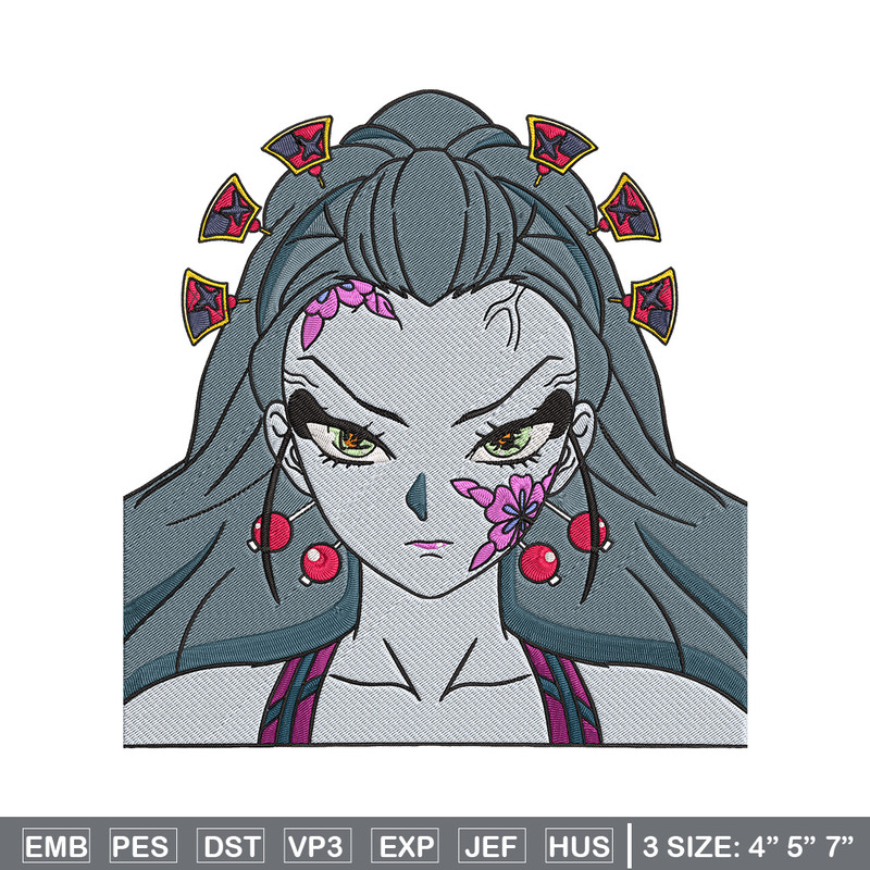 Daki face Embroidery Design, Demon slayer Embroidery, Embroidery File, Anime Embroidery, Anime shirt, Digital download.jpg