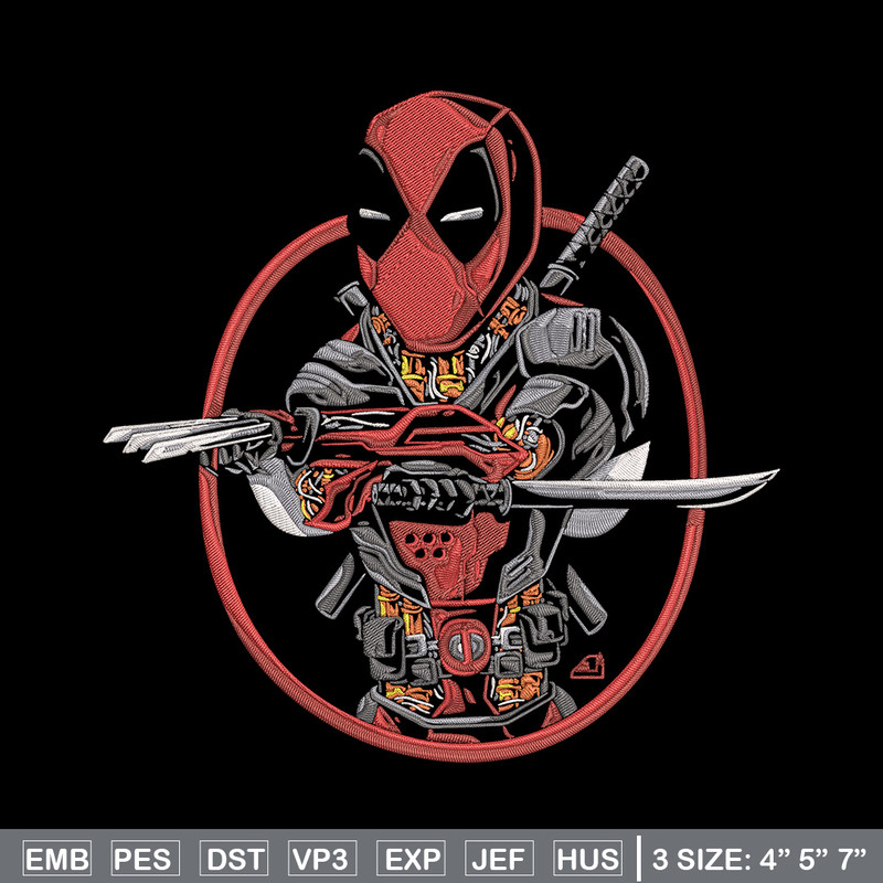 Deadpool circle Embroidery Design, Deadpool Embroidery, Embroidery File, Anime Embroidery, Anime shirt, Digital download.jpg