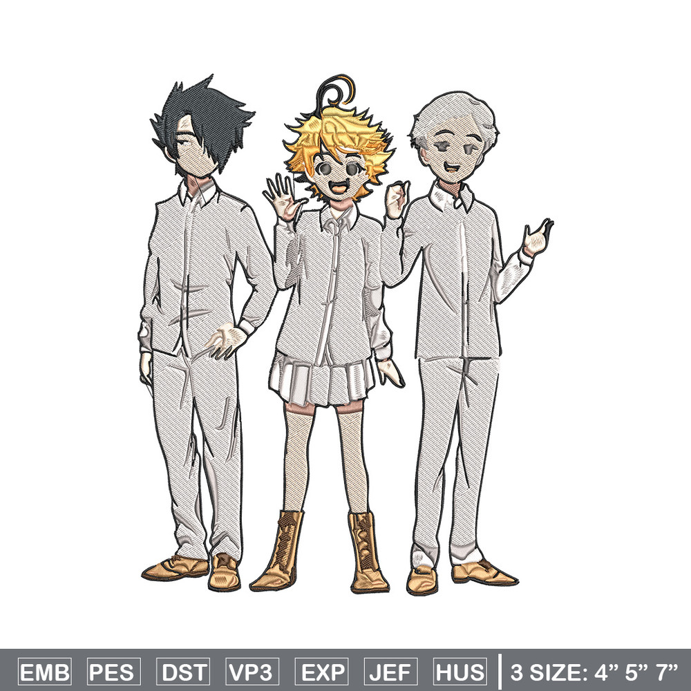 Emma friends Embroidery Design, Promised Neverland Embroidery, Embroidery File, Anime Embroidery, Digital download.jpg