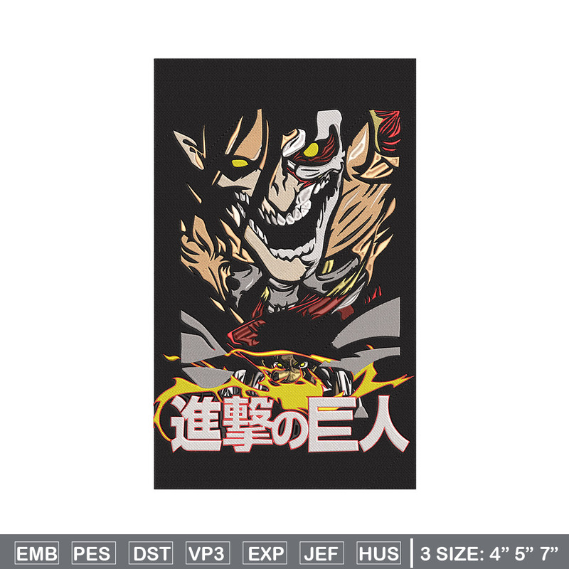 Eren poster Embroidery Design, Aot Embroidery, Embroidery File, Anime Embroidery, Anime shirt, Digital download..jpg