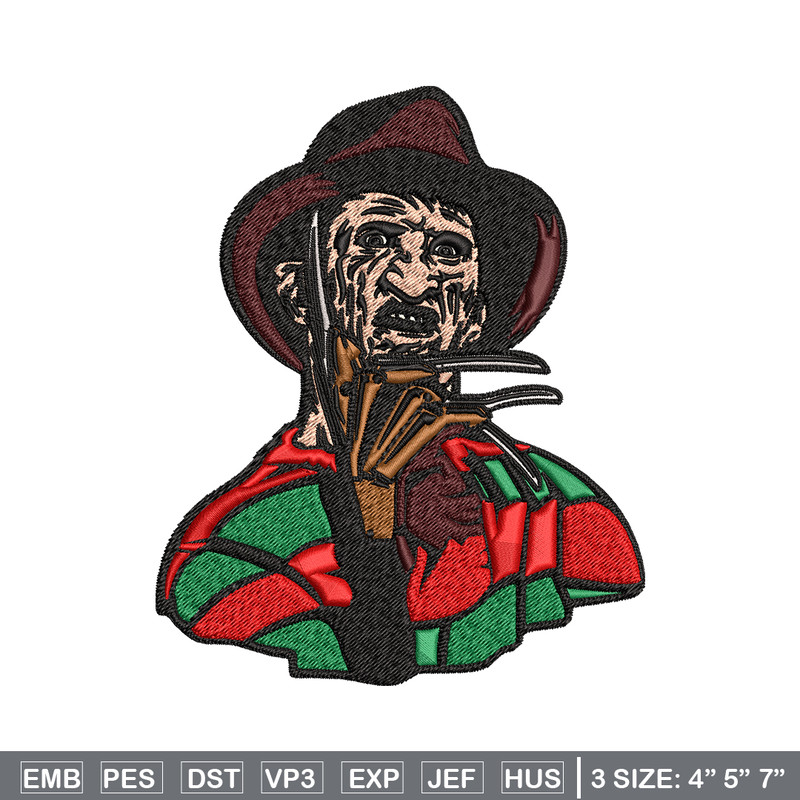 Freddy Krueger Embroidery design, Freddy horror Embroidery, horror design, Embroidery File, Digital download..jpg